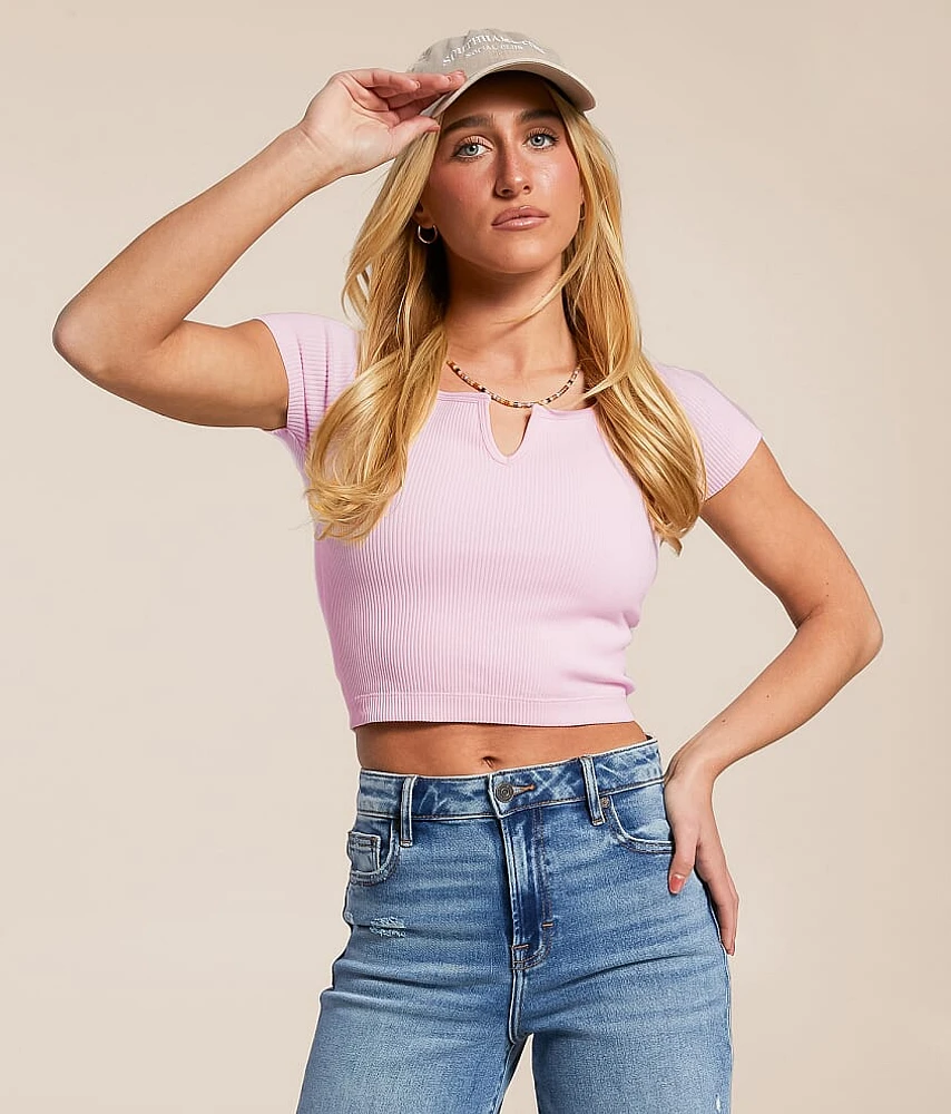 Notch Neck Cropped Top