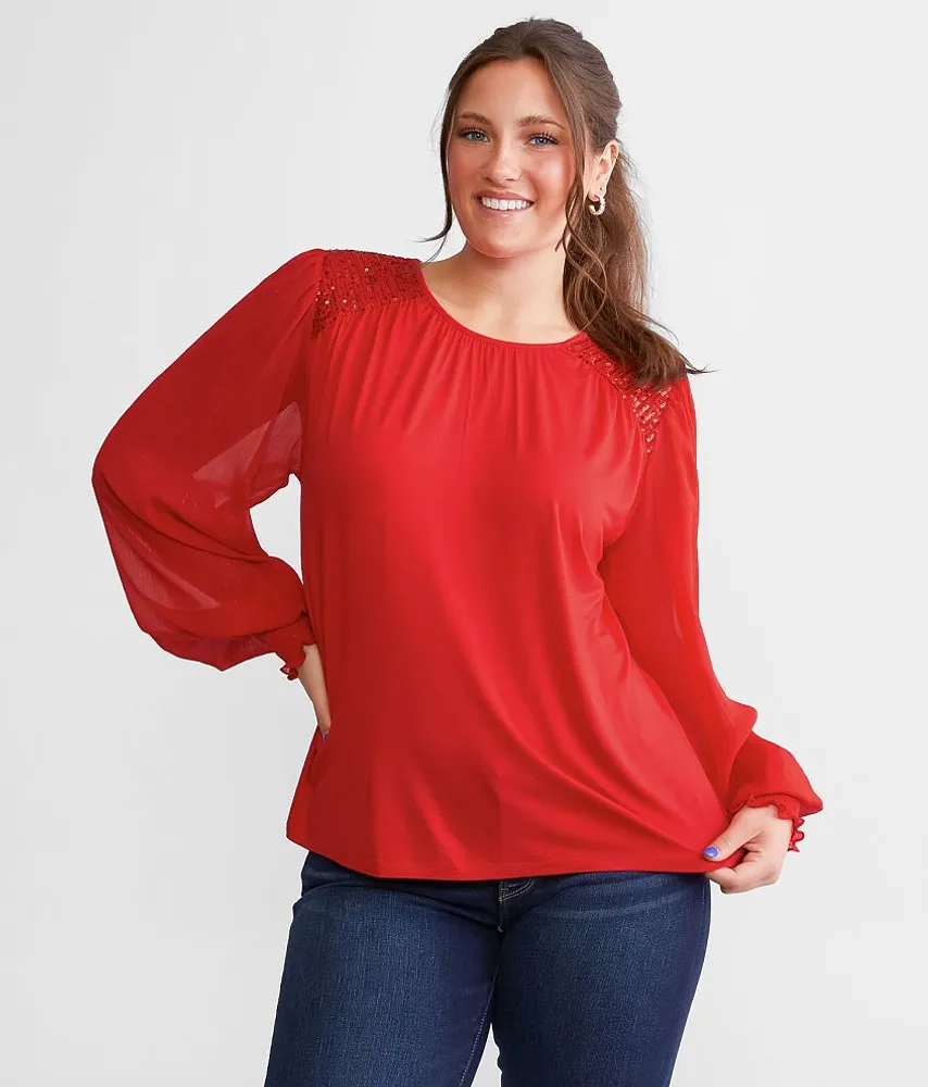 Sequin Yoke Top