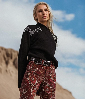 Sterling & Stitch Rhinestone Fringe Sweater