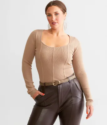 red by BKE Ribbed Sweetheart Top