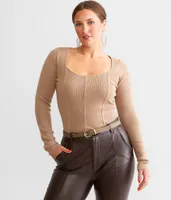 red by BKE Ribbed Sweetheart Top