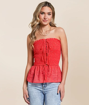 Willow & Root Floral Chiffon Smocked Tube Top