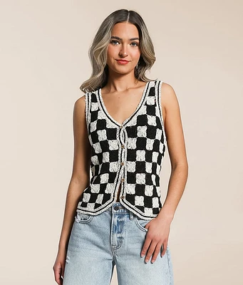 Emory Park Checkered Crochet Vest