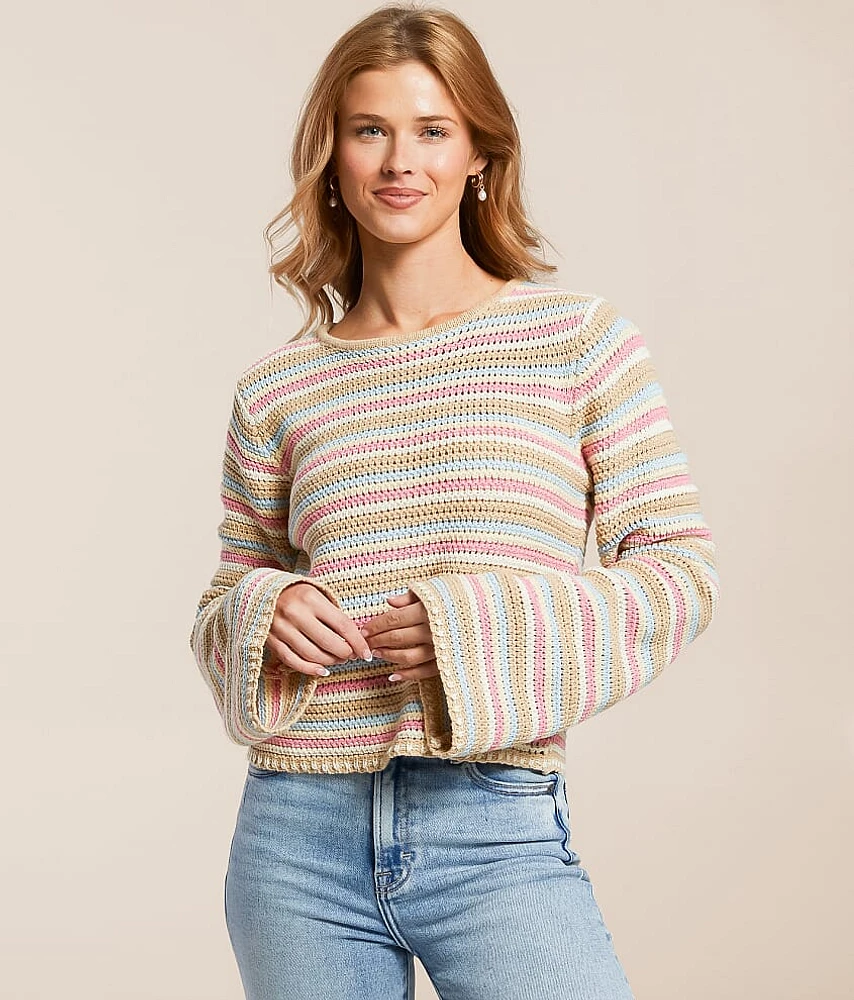Willow & Root Striped Knit Cropped Sweater