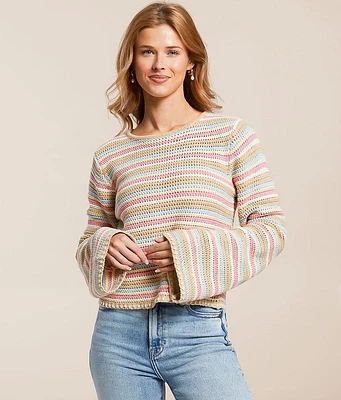 Willow & Root Striped Knit Cropped Sweater