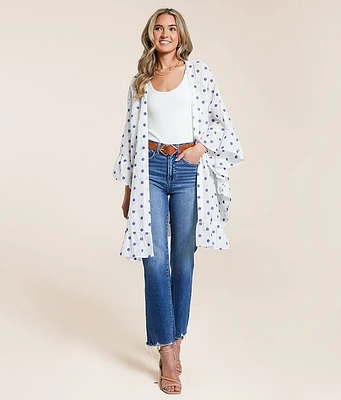 En Creme Metallic Striped Kimono