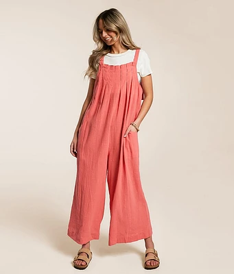 En Creme Pleated Wide Leg Jumpsuit