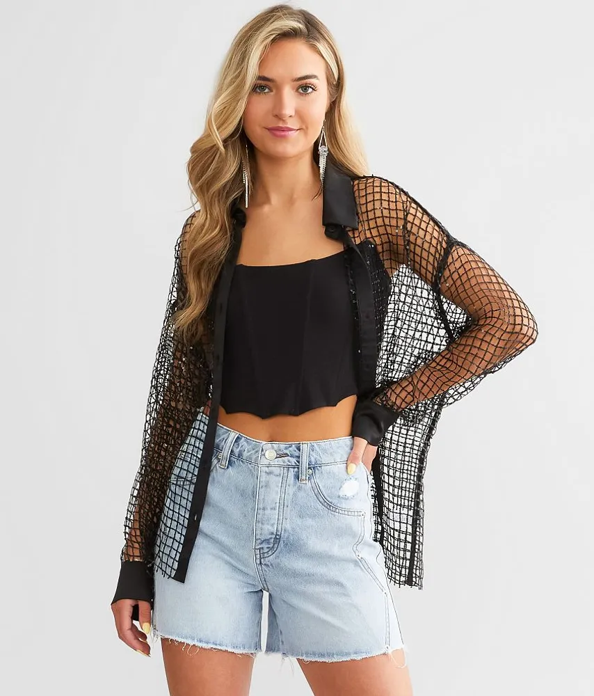 Sequin Mesh Shirt