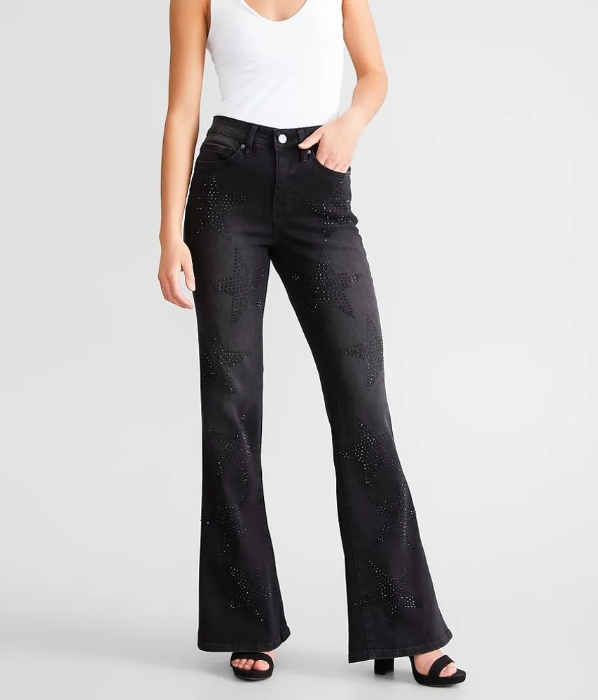 High Rise Rhinestone Star Flare Jean