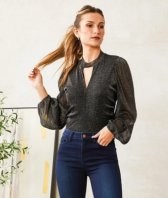 Willow & Root Lurex Mesh Keyhole Top