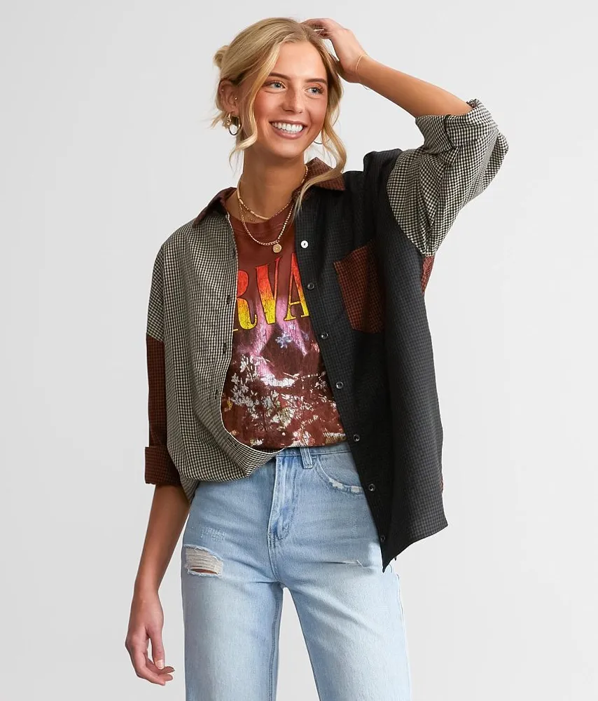Color Block Plaid Shirt