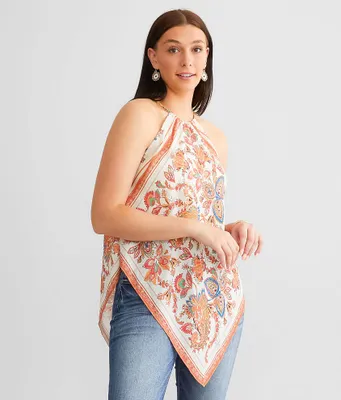 Daytrip Floral Chiffon Handkerchief Tank Top