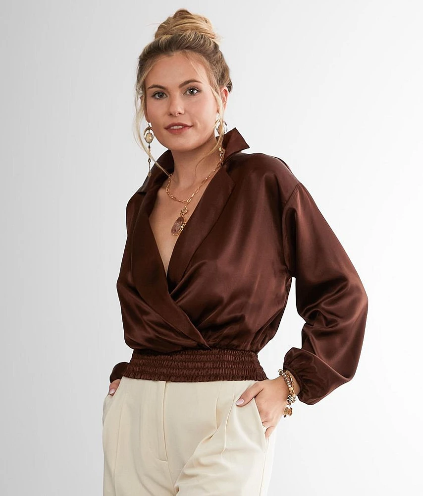 Collared Satin Top