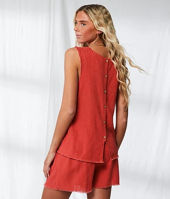 BKE Resort Back Button Tank Top