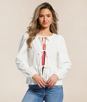Willow & Root Front Tie Peplum Top