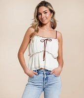 Willow & Root Crinkle Chiffon Peplum Tank Top