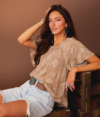 Sterling & Stitch Embroidered Hanky Top