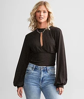 red by BKE Metallic Keyhole Top