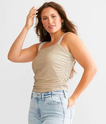 Willow & Root Rhinestone Metallic Cropped Tank Top