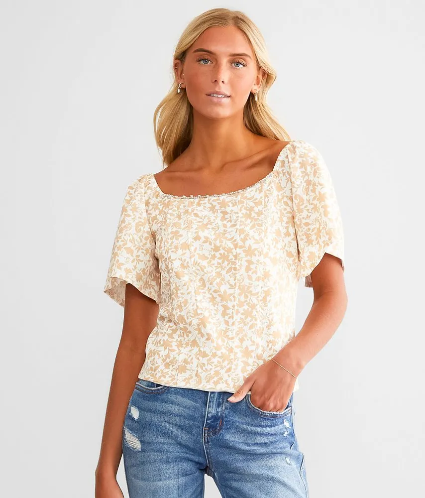 Rhinestone Floral Top