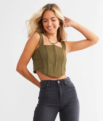 Willow & Root Mesh Corset Cropped Tank Top