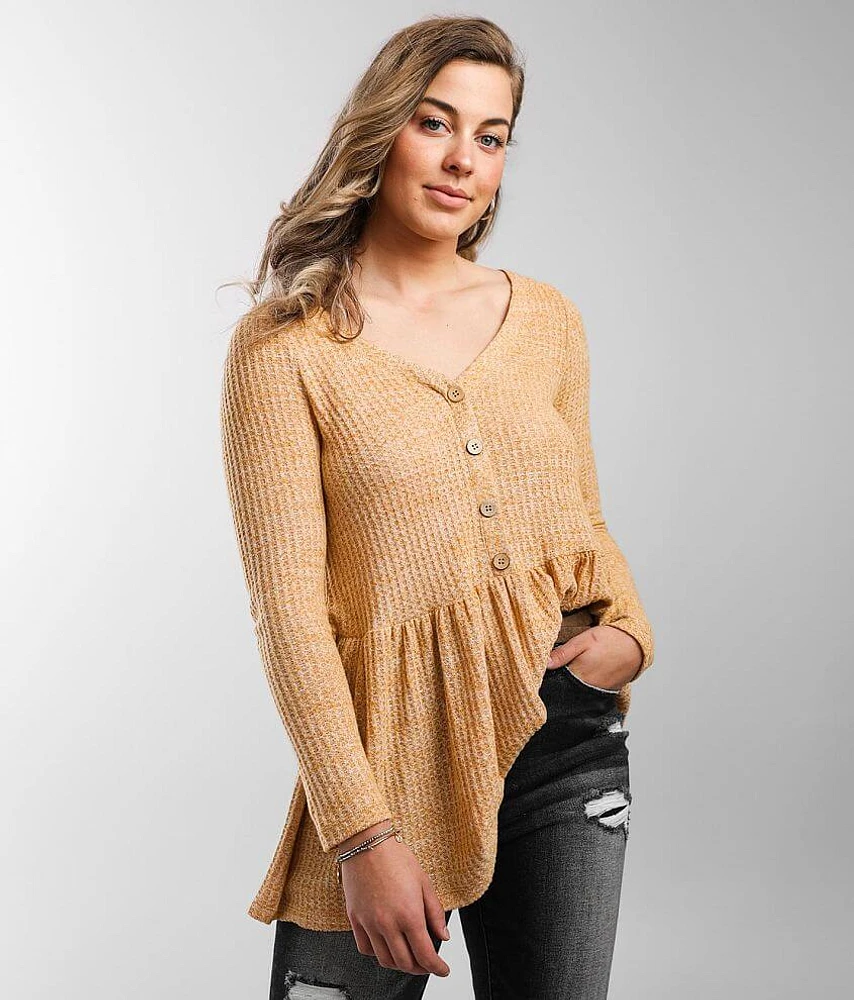 Brushed V-Neck Babydoll Top