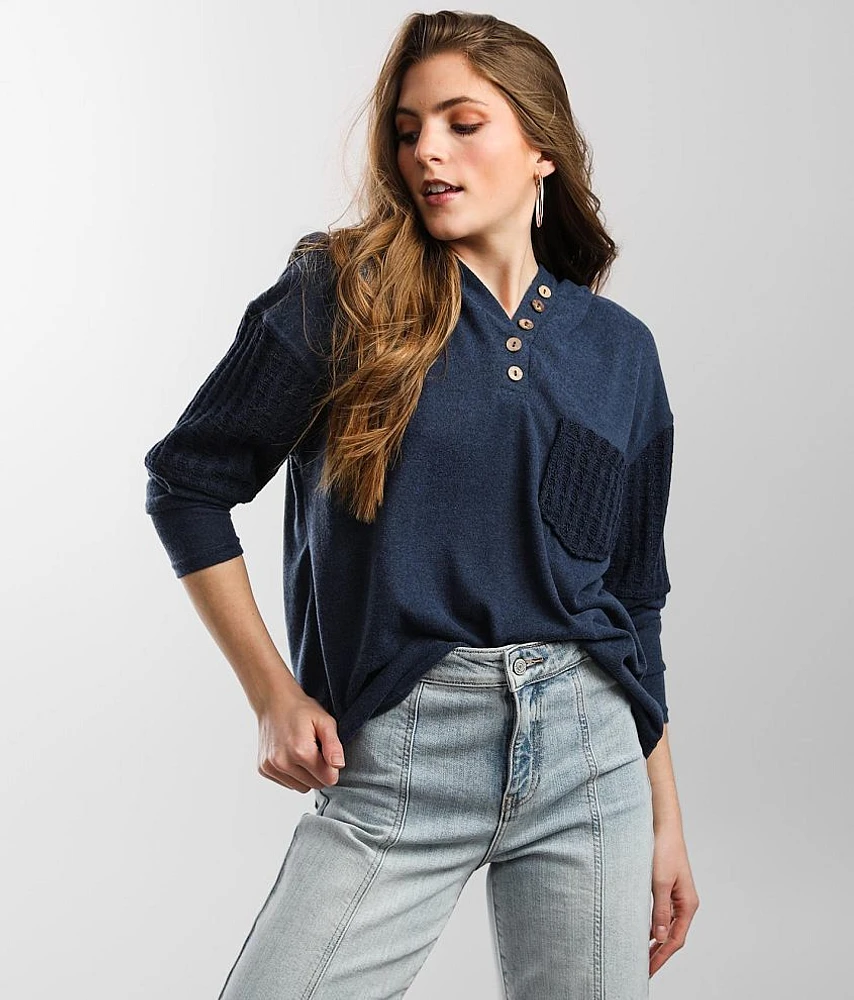 Pieced Henley Hoodie