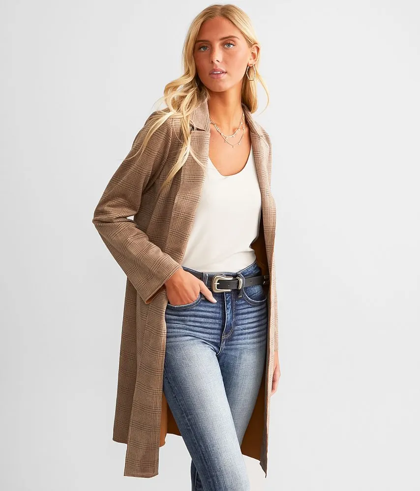 Plaid Trench Flyaway Jacket