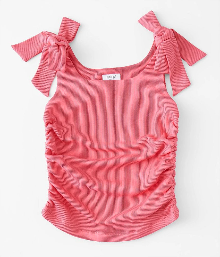 Girls - Bow Strap Ruched Tank Top