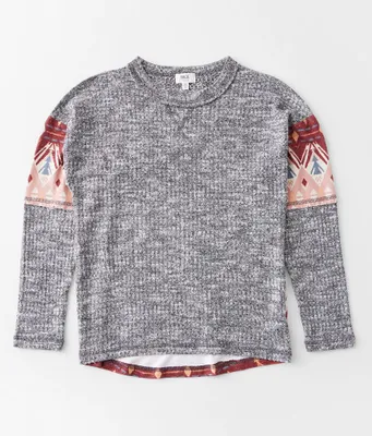 Girls - BKE Brushed Knit Pieced Southwestern Top