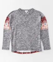 Girls - BKE Brushed Knit Pieced Southwestern Top