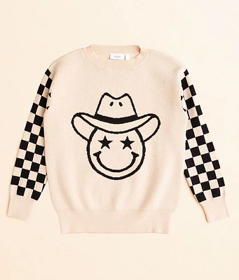Girls - Willow & Root Checkered Smiley Sweater