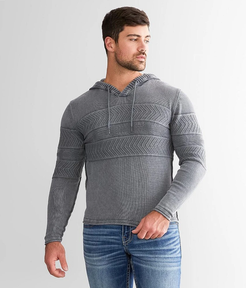 Textured Knit Hooded Sweater