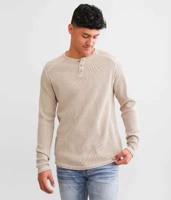 Buckle Black Waffle Knit Henley