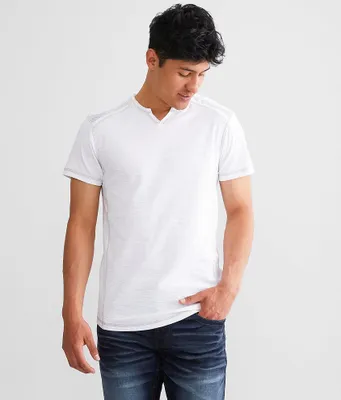 Buckle Black Split Neck T-Shirt