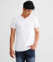 Buckle Black Split Neck T-Shirt