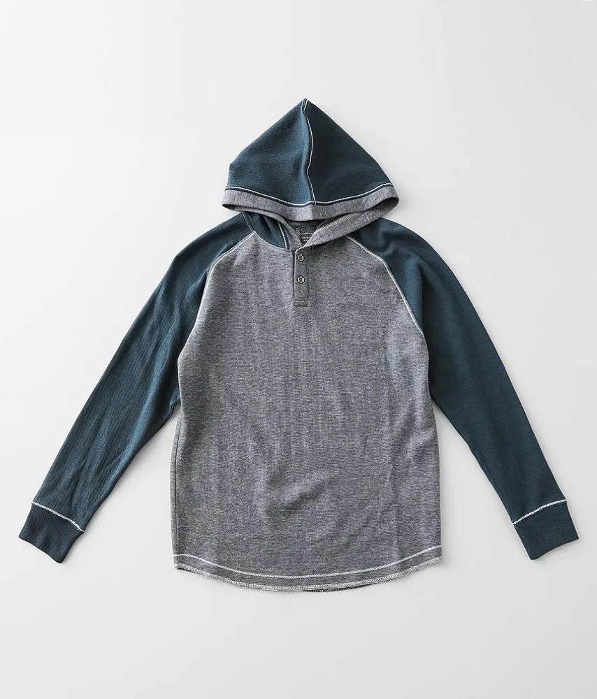 Boys - Striped Henley Hoodie