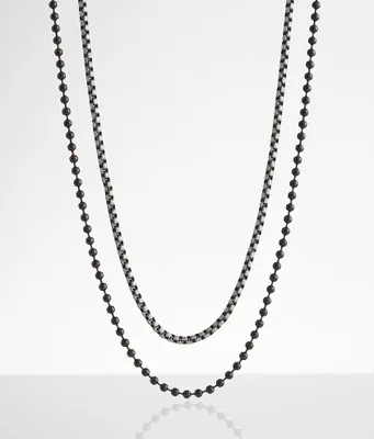 BKE 2 Pack Ball & Chain Necklace Set