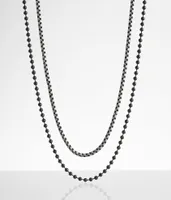 BKE 2 Pack Ball & Chain Necklace Set