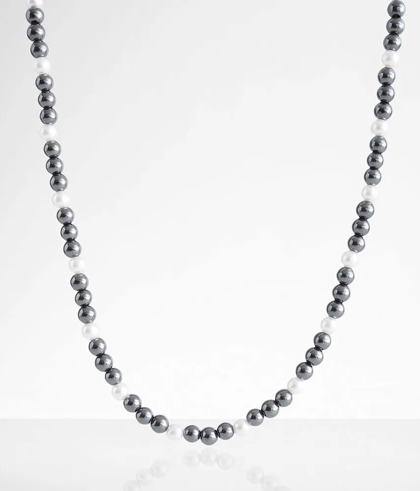 Faux Pearl & Hematite 21" Necklace