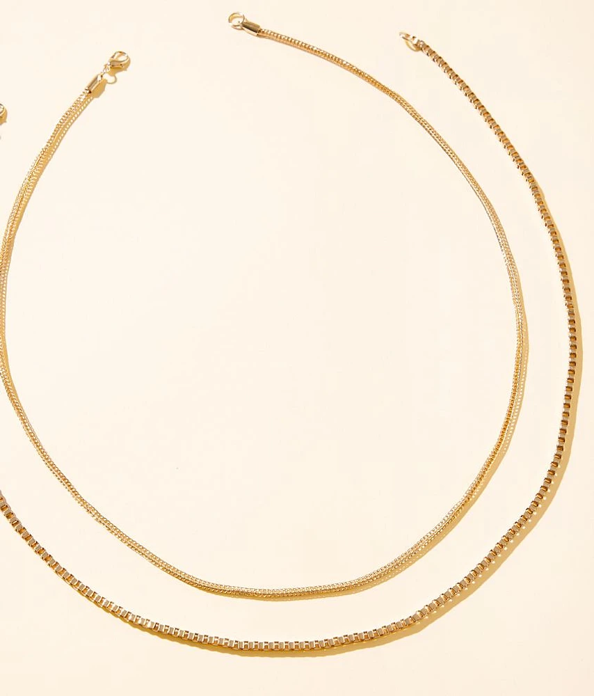 2 Pack Mixed Chain 24" Necklace Set