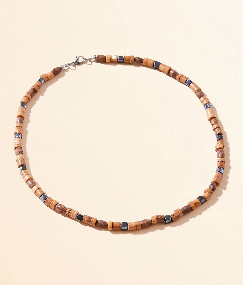 Hematite & Wood 18" Necklace