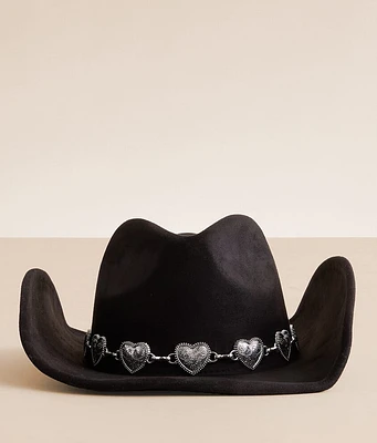Fame Accessories Heart Concho Cowboy Hat