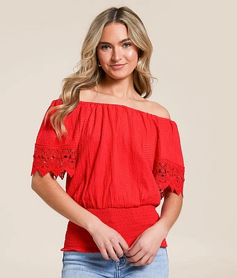 Daytrip Textured Off The Shoulder Top