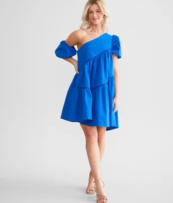 fanco Cold Shoulder Tiered Mini Dress