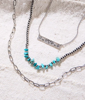 Sterling & Stitch 3 Pack Western Stack Necklace Set