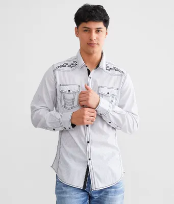 Buckle Black Striped Athletic Stretch Shirt
