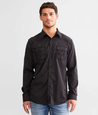 Buckle Black Solid Athletic Stretch Shirt