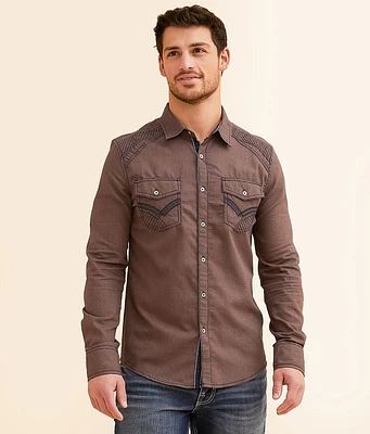 Buckle Black Embroidery Tailored Shirt