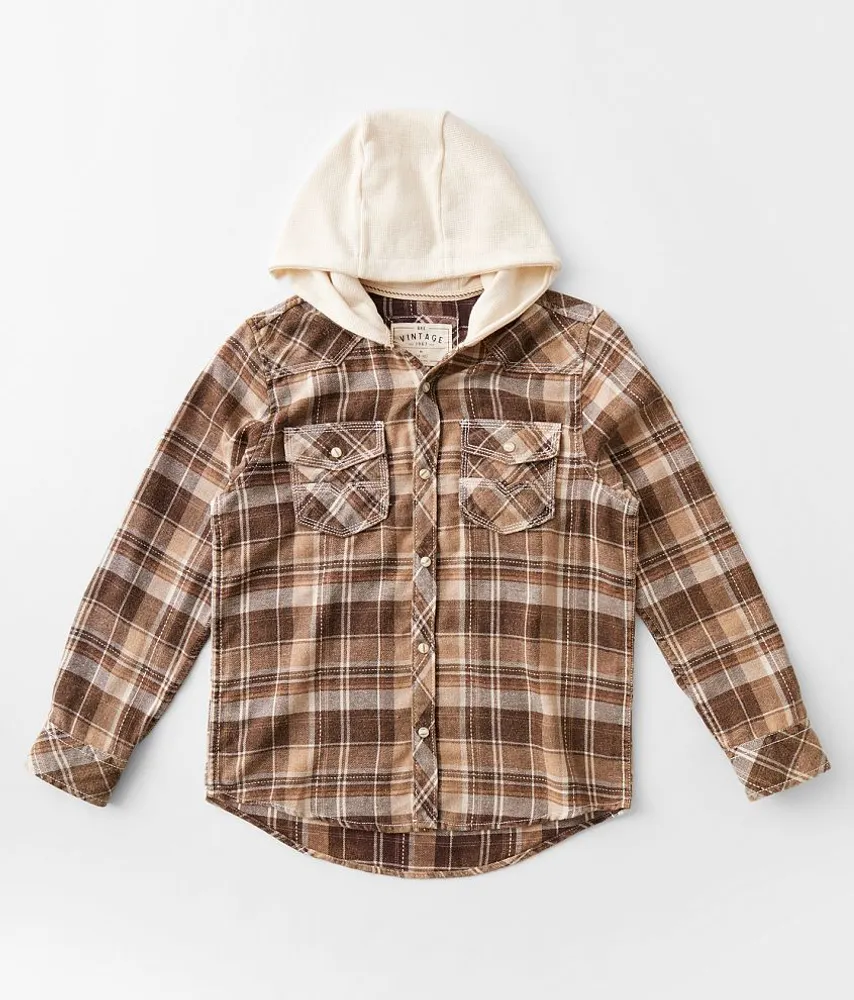 Boys - Hooded Plaid Shirt